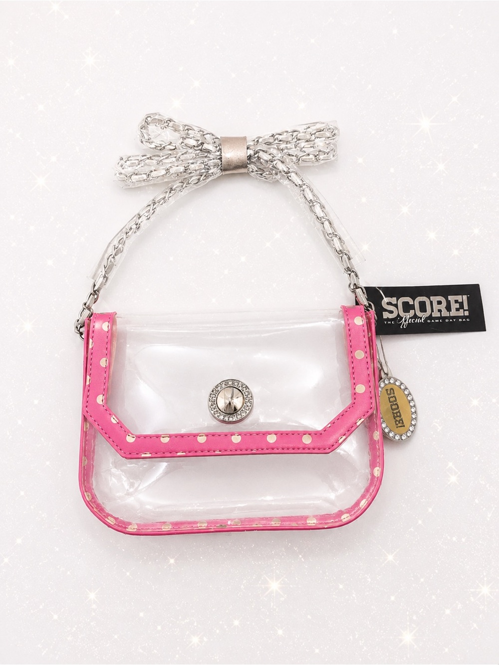 Score! Clear Kids Shoulder Bag with Pink Trim